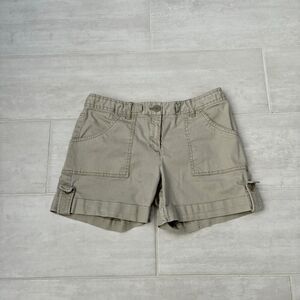 Dalia Collection Modern Fit Chino Shorts Khaki Beige Cargo Mid-Rise Pockets Sz 6